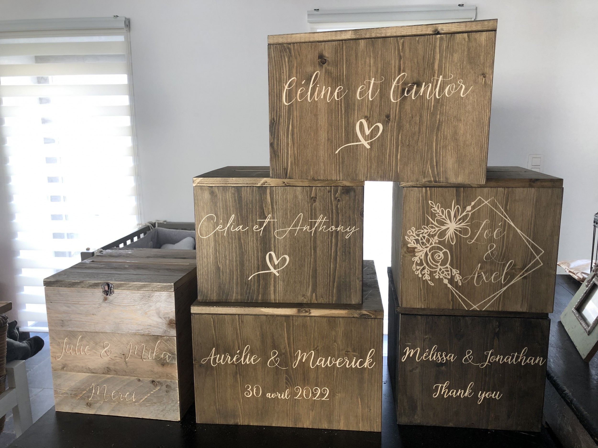 BOÎTE DE MÉMOIRE SOUVENIR EN BOIS - COUNTRY RUSTIQUE > Mariage